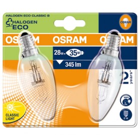Ampoule flamme halogène Eco OSRAM, 30W E14, 2 unités sous blister