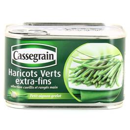 Haricots verts extra fins sélection cueillis et rangés main CASSEGRAIN, boîte de 220g