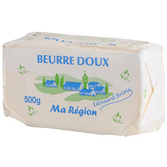 Beurre doux Ma Région plaquette papier sulfur. 500g Briois