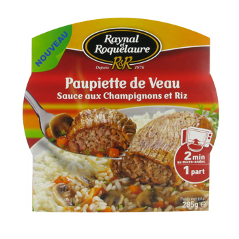 Paupiettes de veau sauce champignons et riz RAYNAL ET ROQUELAURE, 300g