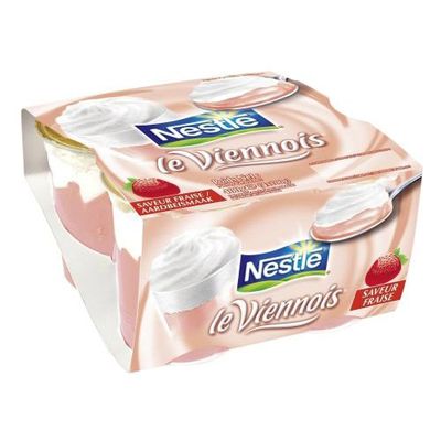 Dessert lacte saveur fraise Le Viennois NESTLE, 4x100g