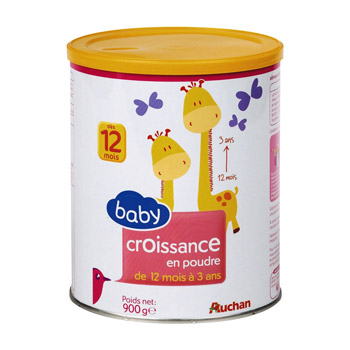 Auchan baby croissance en poudre boite 900g 12mois a 3ans
