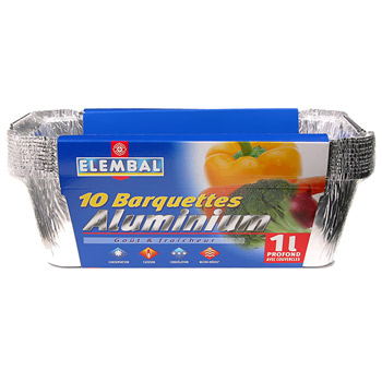Barquettes aluminium Elembal Profondes x10 1l