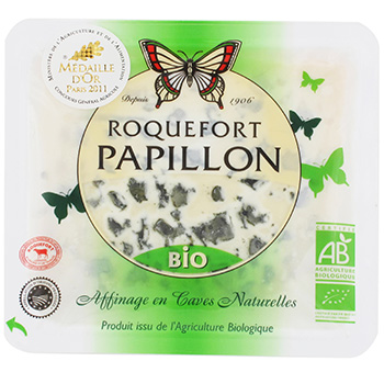 Roquefort bio tranche Papillon Barquette 32%mg 100g