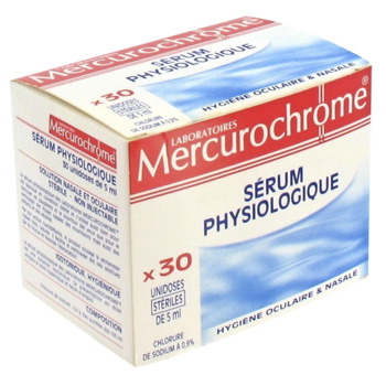 Serum physiologique, unidoses steriles Hygiene oculaire et nasale.