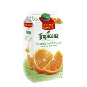 pur jus d'orange avec pulpe tropicana 1,5l
