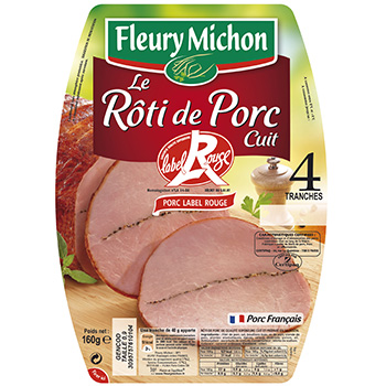 Roti porc cuit Fleury Michon Label rouge 4 tranches 160g