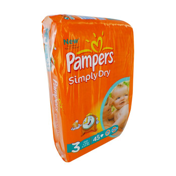 Pampers simply dry midpack 4/9kg x45 taille 3