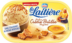 La Laitiere, Creme glacee vanille parfum creme brulee, morceaux nougatine, le bac de 900ml